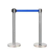 Separador de fila cromado con pedestal y cinta retráctil – TotalPack