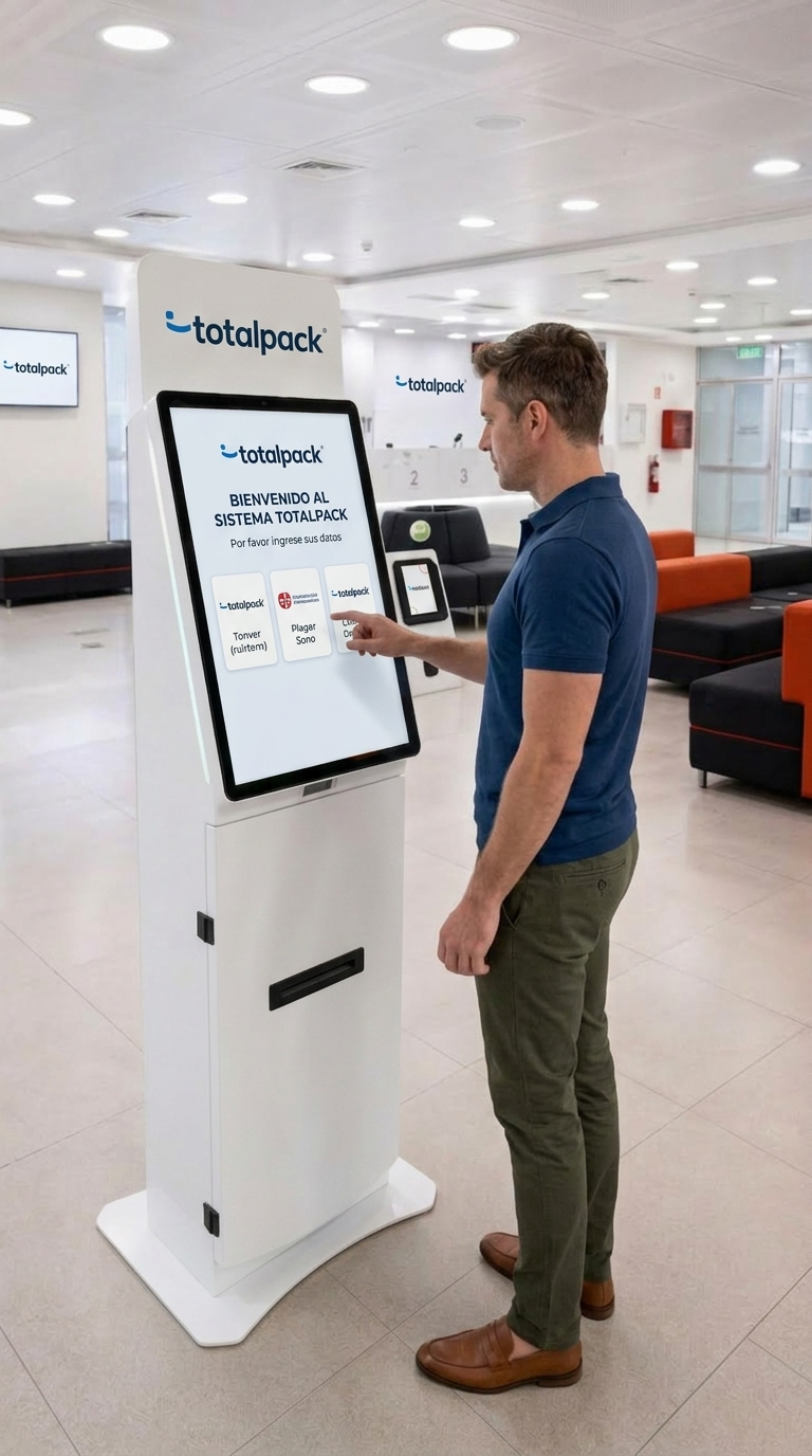 Persona utilizando sistema de autopago de salud TotalPack
